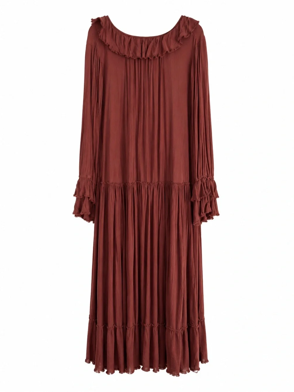 Free people Sweet Darlin Maxi Boho Cottagecore Long Sleeve Flowy Dress SZ M - Picture 4 of 7